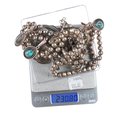 60s-70's Bisbee turquoise vintage Navajo sterling silver squash blossom necklace