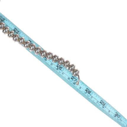 27.5" SW Navajo Pearl hand stamped/handmade beaded sterling silver necklace