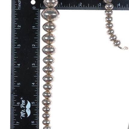 27.5" SW Navajo Pearl hand stamped/handmade beaded sterling silver necklace