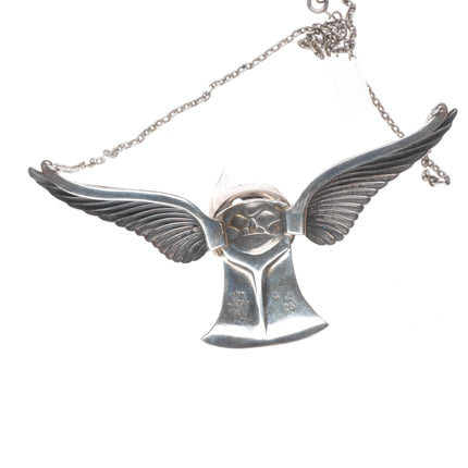 1992 Jerry Hill 4/25 Northwest Coast Sterling silver/gold abalone necklace