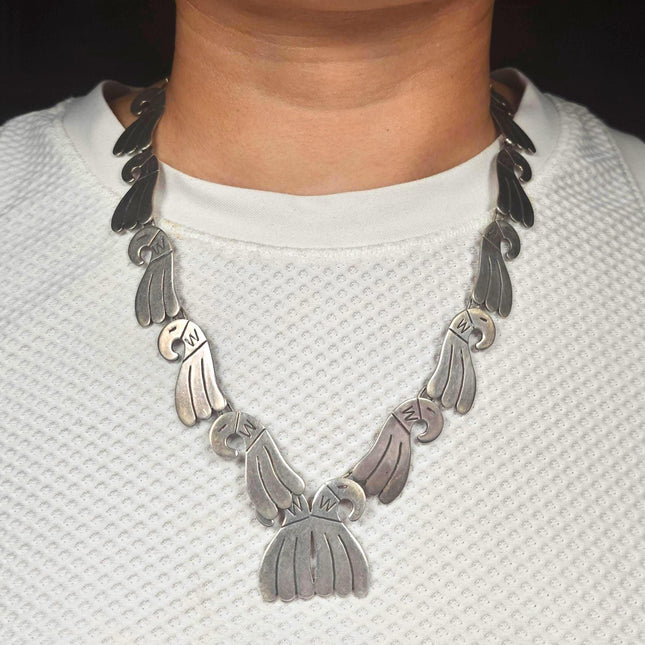 c1950's Victor Coochwytewa Hopi sterling silver 20" necklace