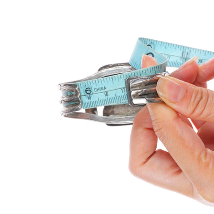 6.75 1940's Navajo sterling silver petrified wood agate cuff bracelet 3 shank