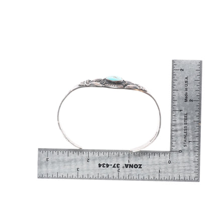 6.5" Vintage 40's-50's Fred Harvey style sterling and turquoise cuff bracelet