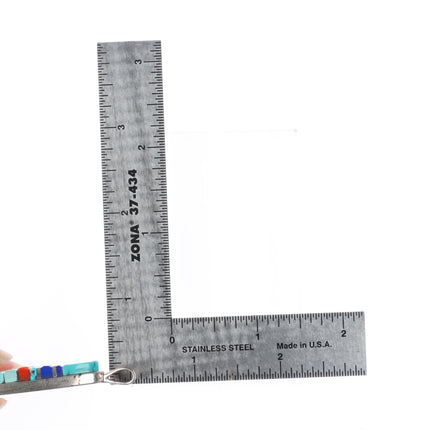 Sherian Honhongva Hopi turquoise, coral sterling silver corn row pendant