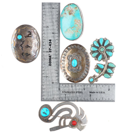 Vintage Navajo/Zuni/southwest sterling silver/turquoise pin/brooch lot