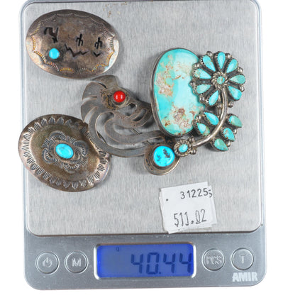 Vintage Navajo/Zuni/southwest sterling silver/turquoise pin/brooch lot