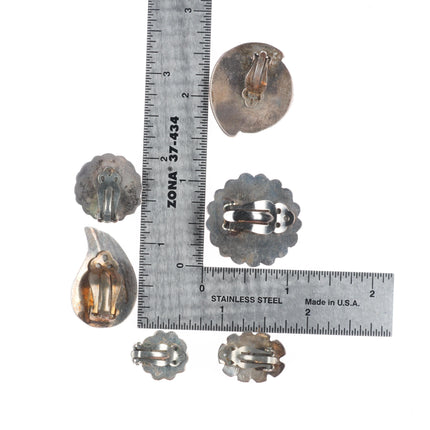 Vintage Lot Navajo/Zuni/Southwestern sterling silver/turquoise clip-on earrings