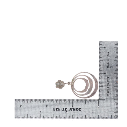 c1940's Vintage Dishta Zuni sterling silver turquoise flush inlay 3 hoop earring