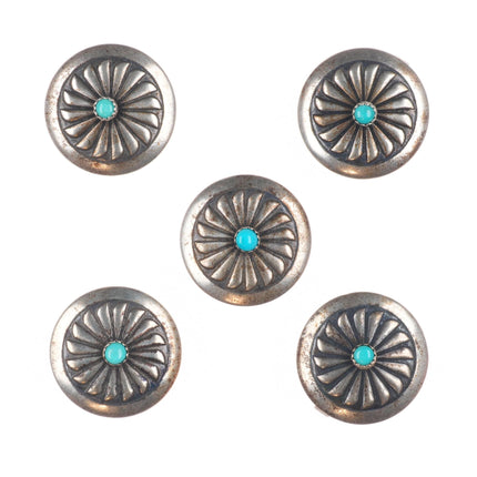 5 Vintage Southwestern sterling silver/turquoise button covers