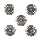 5 Vintage Southwestern sterling silver/turquoise button covers