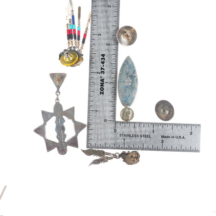 6pr Vintage Southwestern/Navajo sterling silver, turquoise, earrings lot