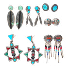 6pr Vintage Southwestern/Navajo sterling silver, turquoise, earrings lot