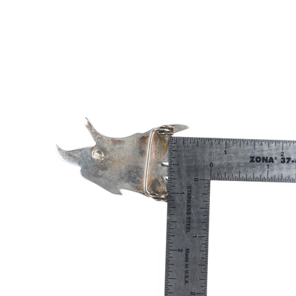 Vintage southwestern sterling silver carved shell eagle head belt buckle