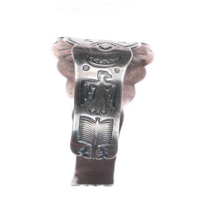 6.7" 1940s Vintage Navajo sterling silver Fred Harvey style wide cuff bracelet