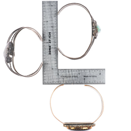 6"-6.5" Vintage Navajo/southwestern sterling silver/brass cuff bracelet lot