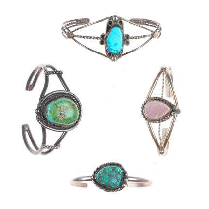 5.25"-6.25" Vintage Navajo/southwestern sterling silver turquoise cuff bracelets