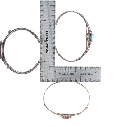 5.25"-6.25" Vintage Navajo/southwestern sterling silver turquoise cuff bracelets