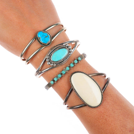 6"-6.25" Navajo/Zuni/southwestern sterling silver turquoise cuff bracelet lot