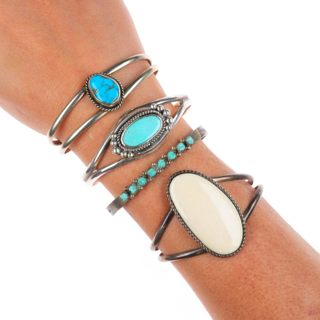 6"-6.25" Navajo/Zuni/southwestern sterling silver turquoise cuff bracelet lot