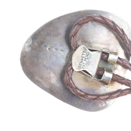 c1970 Huge Vintage Navajo sterling silver golden brown jasper bolo tie