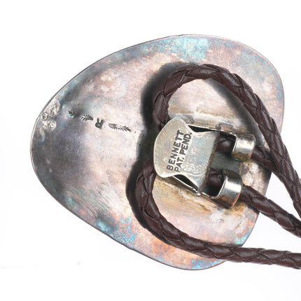c1970 Huge Vintage Navajo sterling silver golden brown jasper bolo tie