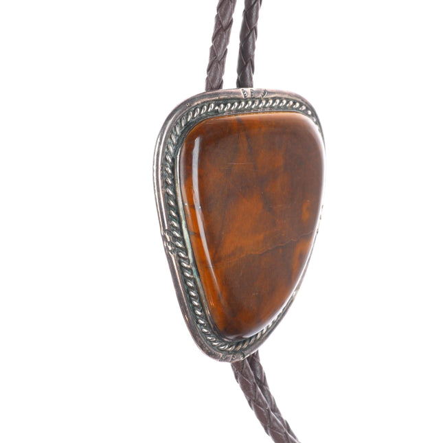 c1970 Huge Vintage Navajo sterling silver golden brown jasper bolo tie