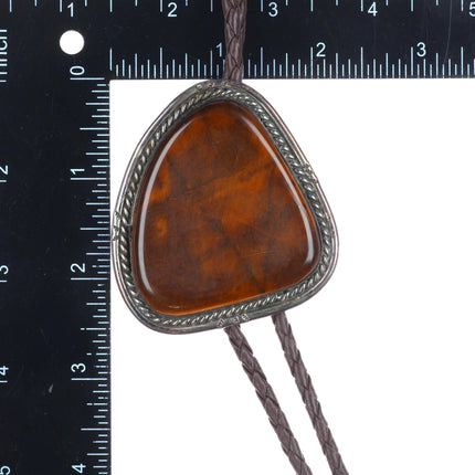 c1970 Huge Vintage Navajo sterling silver golden brown jasper bolo tie
