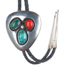 Carl Allen Begay (1912-1972) Navajo sterling silver turquoise/coral bolo tie