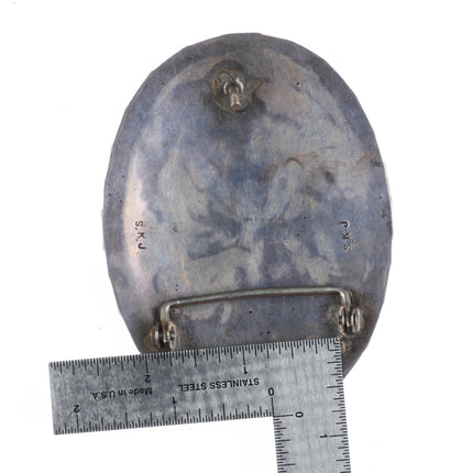 Sibert-Janita Kallestewa Zuni Vintage sterling silver channel inlay belt buckle