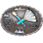 Sibert-Janita Kallestewa Zuni Vintage sterling silver channel inlay belt buckle