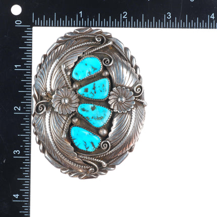 Vintage Ben Boyd Navajo sterling silver 4 stone turquoise belt buckle