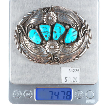 Vintage Ben Boyd Navajo sterling silver 4 stone turquoise belt buckle