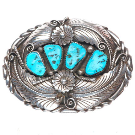 Vintage Ben Boyd Navajo sterling silver 4 stone turquoise belt buckle