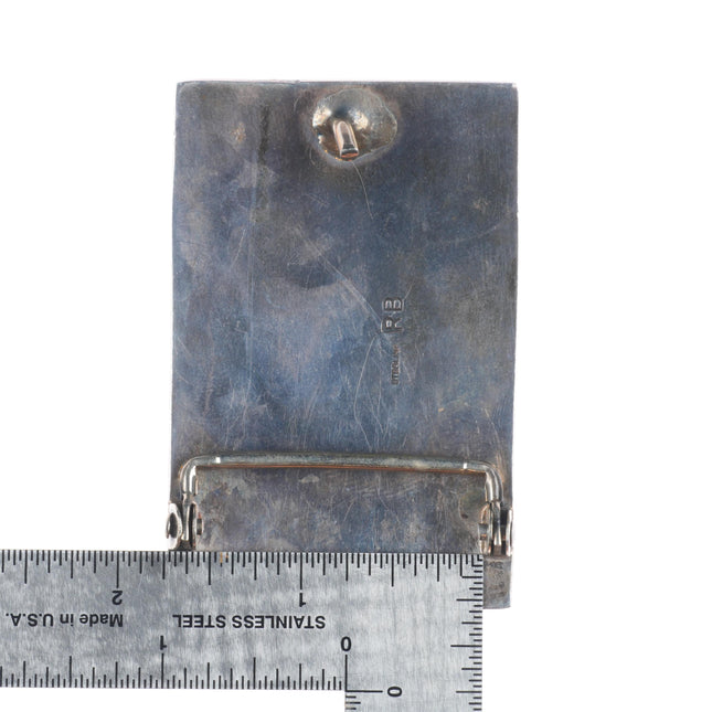 Vintage Richard Begay Navajo sterling silver, lapis, coral inlay belt buckle