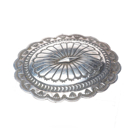 Marcella James Navajo sterling silver concho style deep stamped belt buckle