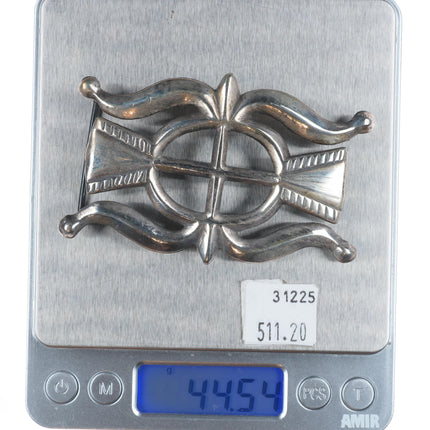40's-50's Vintage Navajo sterling silver cast ketoh style belt buckle