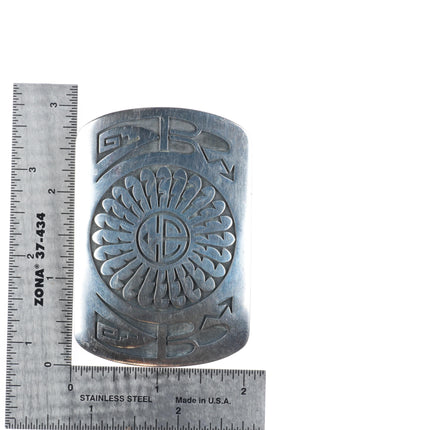 Willie Archie Talahaftewa Hopi overlay belt buckle sunface sterling silver