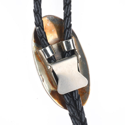 Vintage Navajo sterling silver ketoh design overlay style bolo tie
