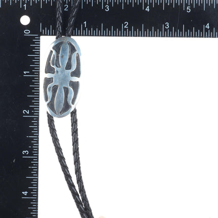 Vintage Navajo sterling silver ketoh design overlay style bolo tie