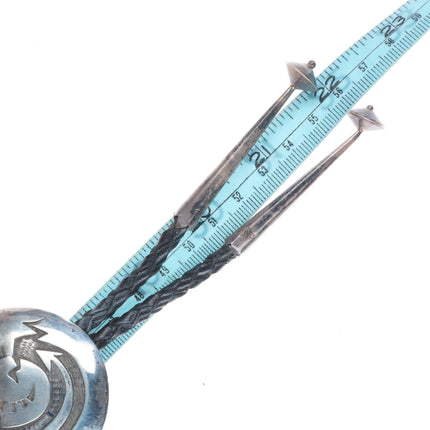 Bill Setalla Hopi Vintage sterling silver overlay style bolo tie salamander