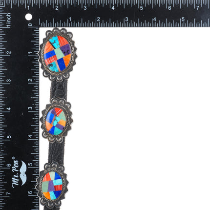 37.5" Albert Platero Navajo sterling silver Santo Domingo inlaid concho belt