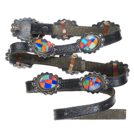 37.5" Albert Platero Navajo sterling silver Santo Domingo inlaid concho belt