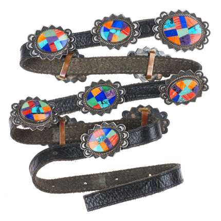37.5" Albert Platero Navajo sterling silver Santo Domingo inlaid concho belt