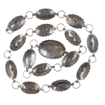 35.5" 40's-50's Vintage Navajo sterling silver link concho belt with turquoise