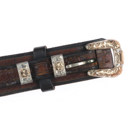 3/4" 10k gold/Sterling silver Sunset Trails vintage ranger belt buckle set