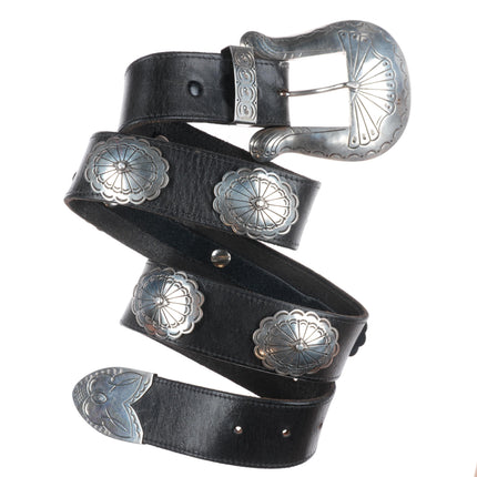 36.5 Sam Pablo Navajo sterling silver ranger/concho belt