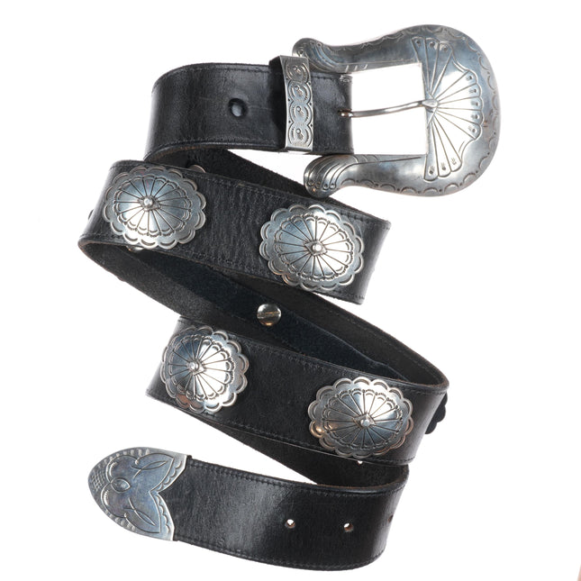 36.5 Sam Pablo Navajo sterling silver ranger/concho belt