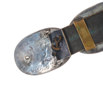 Benjamin Becenti Navajo sterling silver bluebird inlay concho belt