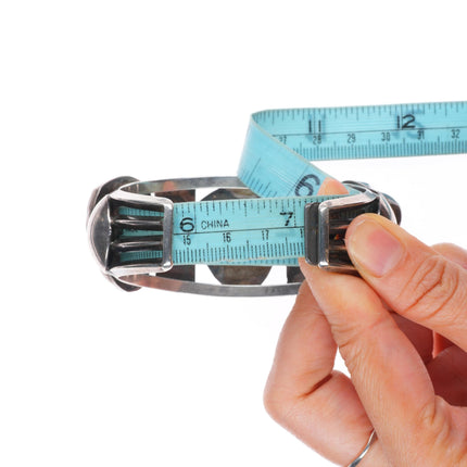 7" Vintage Chunky#8 Turquoise carved nugget sterling silver Navajo cuff bracelet