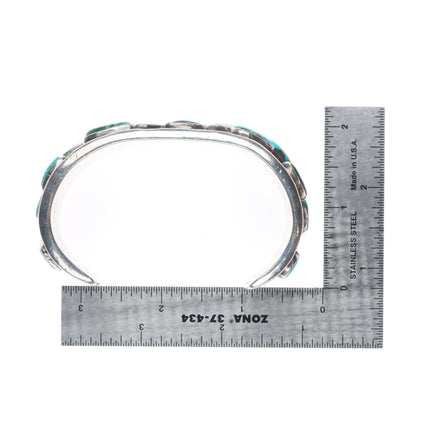 7.25" Heavy vintage Navajo sterling silver turquoise nuggets cuff bracelet